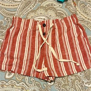 Forever 21 rust colored shorts with white stripes. Size Large.